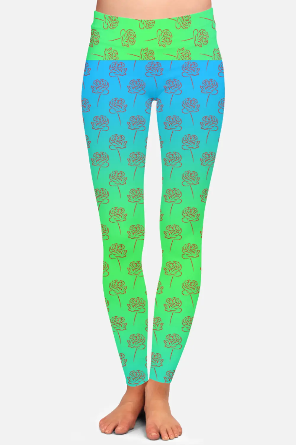 Roses Multi Color Women High Waist Leggings Pant