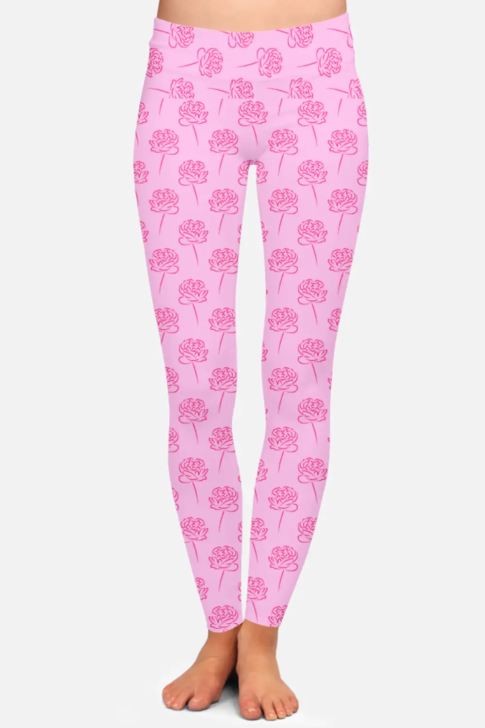 Roses Pink Women High Waist Leggings Pant