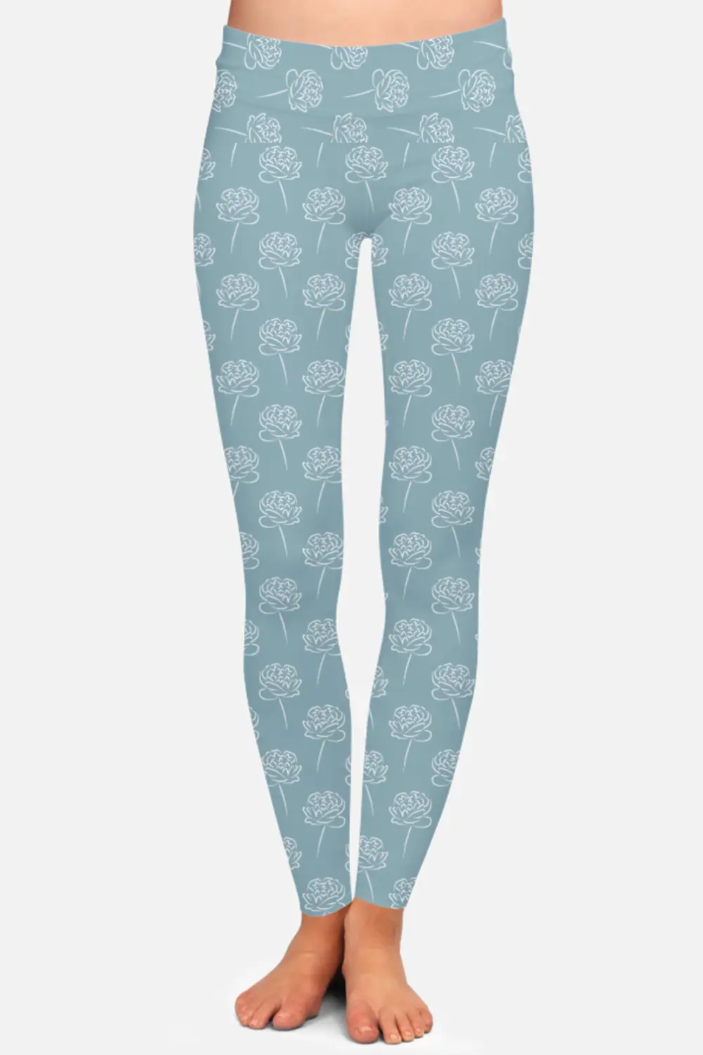 Roses Teal Women High Waist Leggings Pant