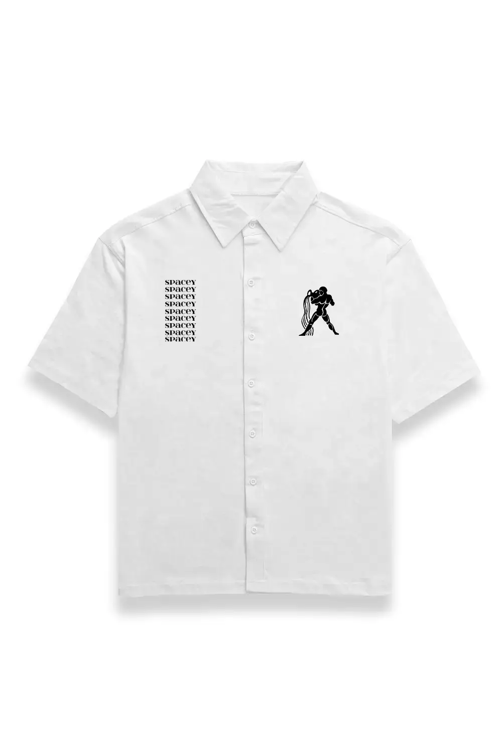 Aquarius Zodiac Sign Unisex Oversized Half Sleeve Cotton Shirt White