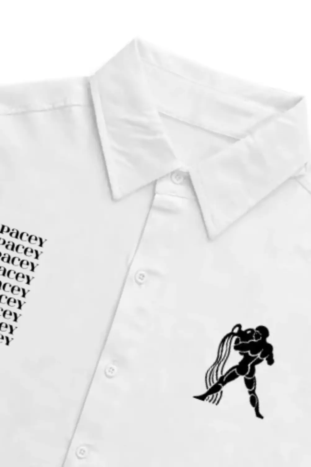 Aquarius Zodiac Sign Unisex Oversized Half Sleeve Cotton Shirt White - Image 2