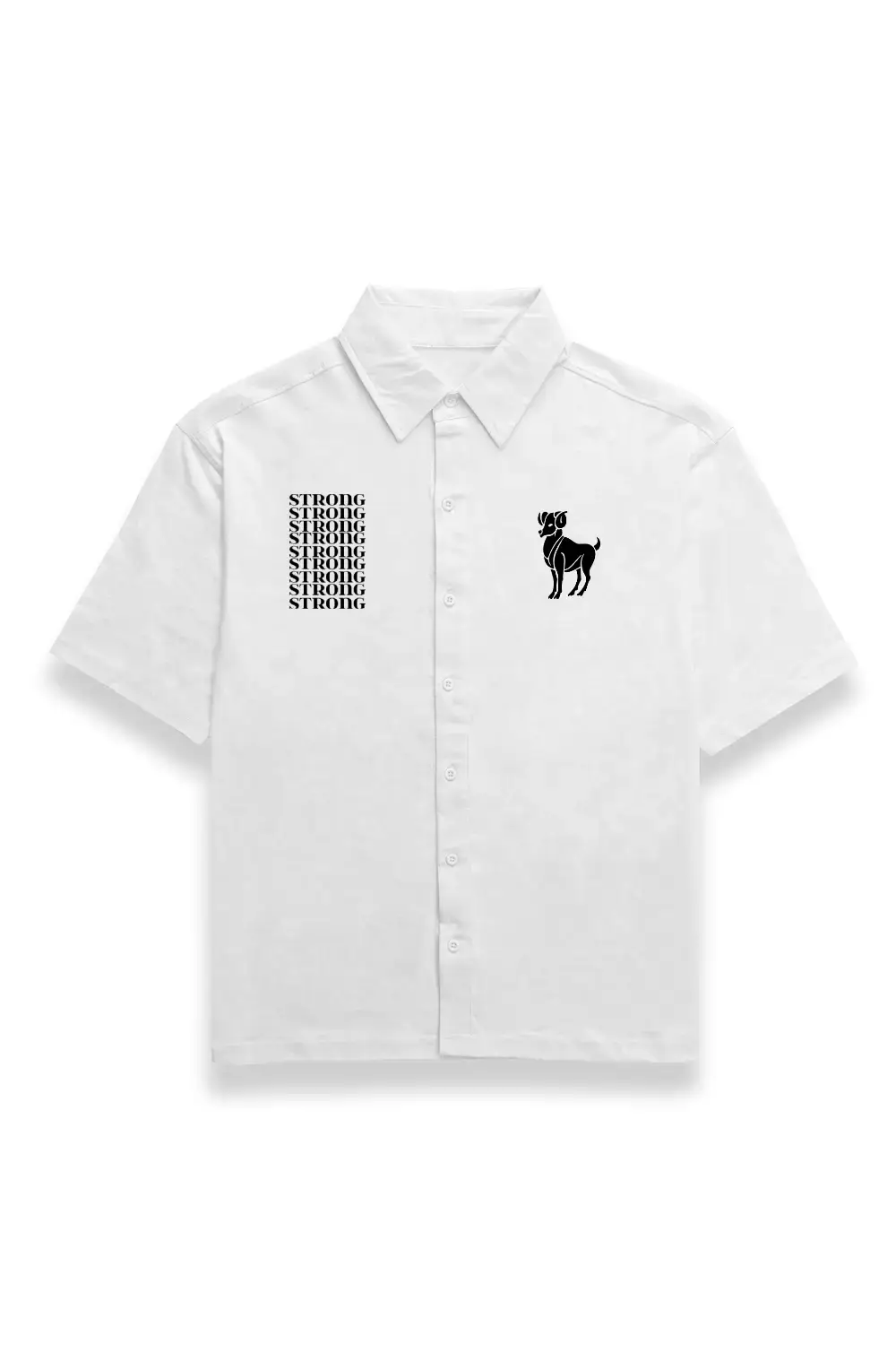 Aries Sign Unisex Oversized Half Sleeve Cotton Shirt White - Image 2