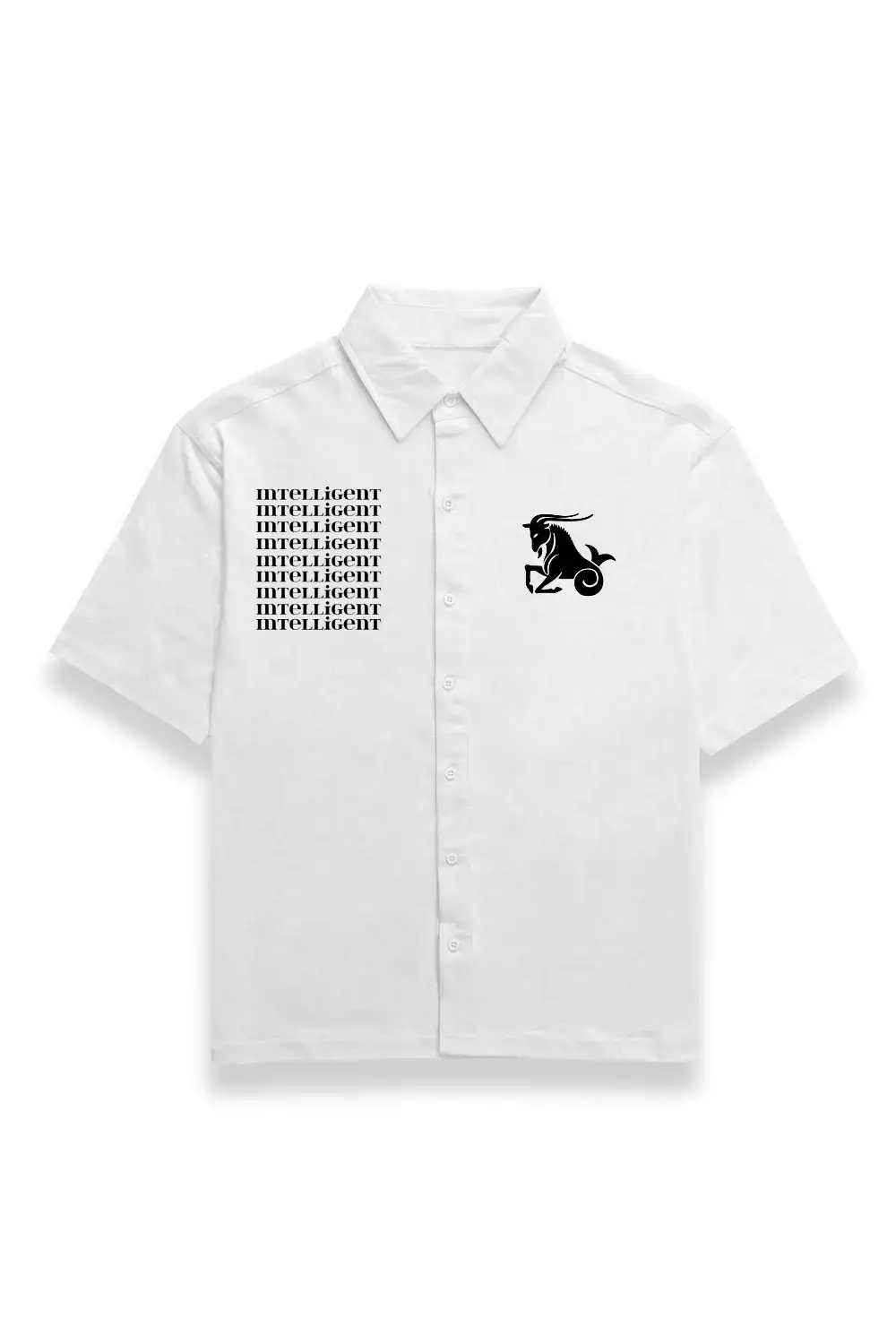 Capricon Unisex Oversized Half Sleeve Cotton Shirt White