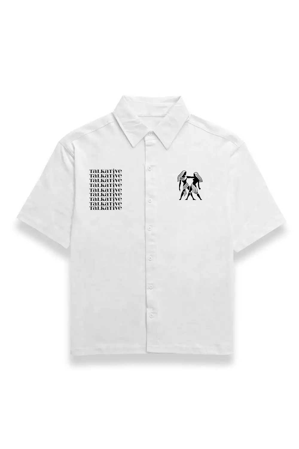 Gemini Unisex Oversized Half Sleeve Cotton Shirt White