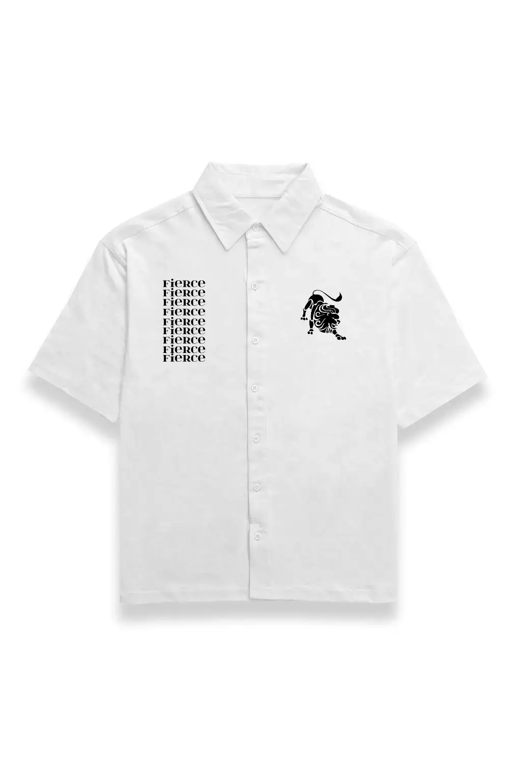 Leo Unisex Oversized Half Sleeve Cotton Shirt White