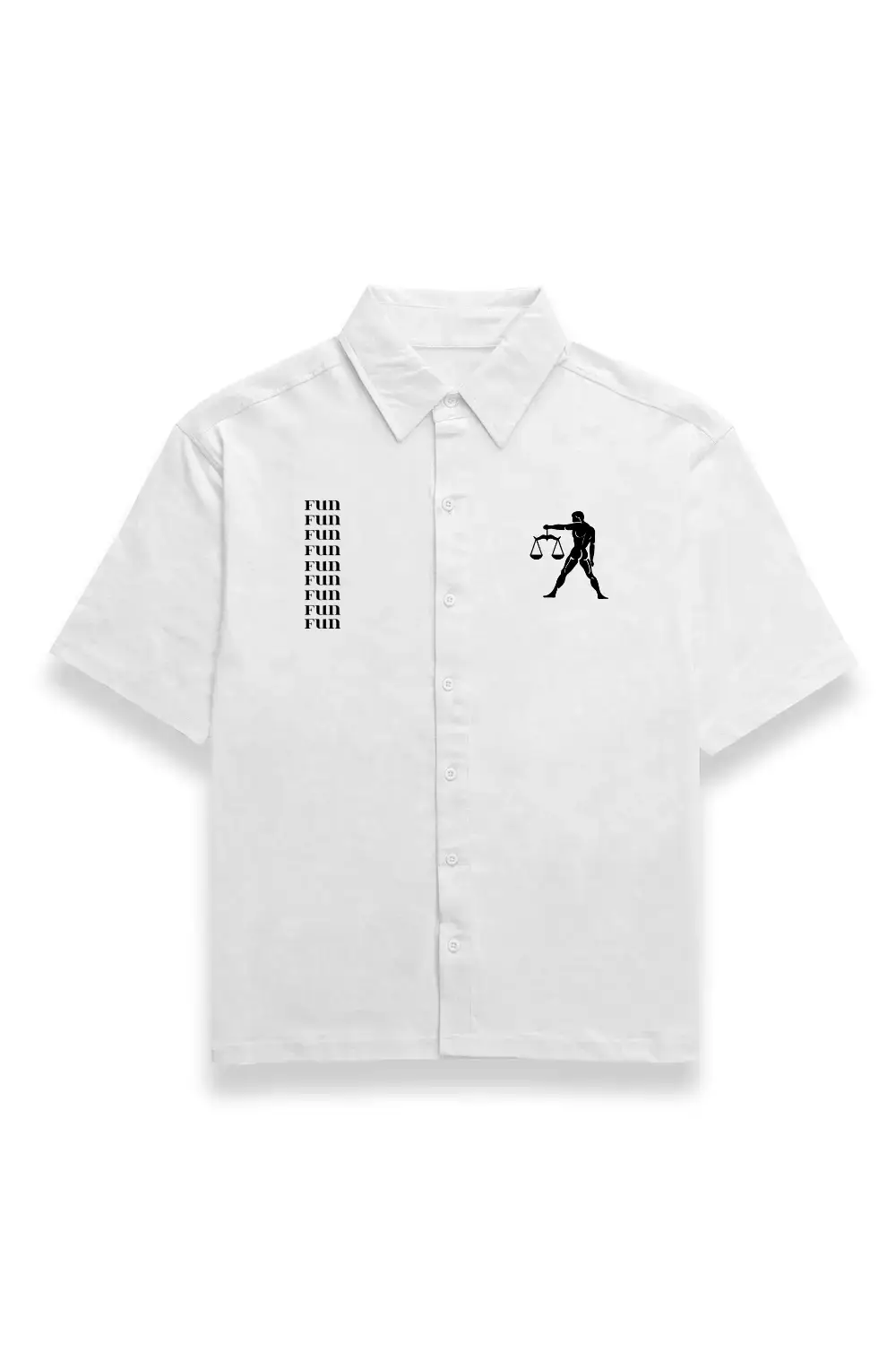 Libra Unisex Oversized Half Sleeve Cotton Shirt White - Image 2