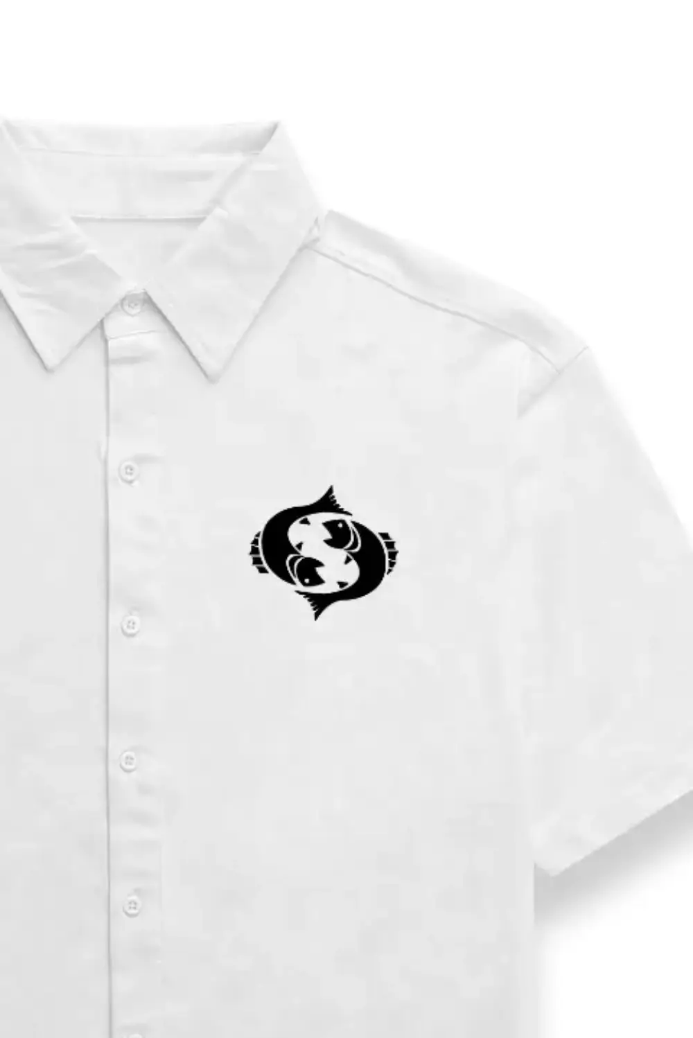 Pisces Zodiac Sign Unisex Oversized Half Sleeve Cotton Shirt White - Image 2
