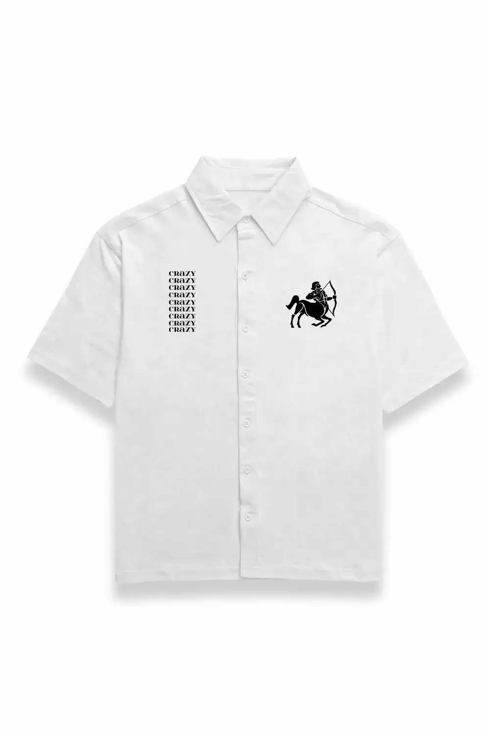 Sagittarius Unisex Oversized Half Sleeve Cotton Shirt White