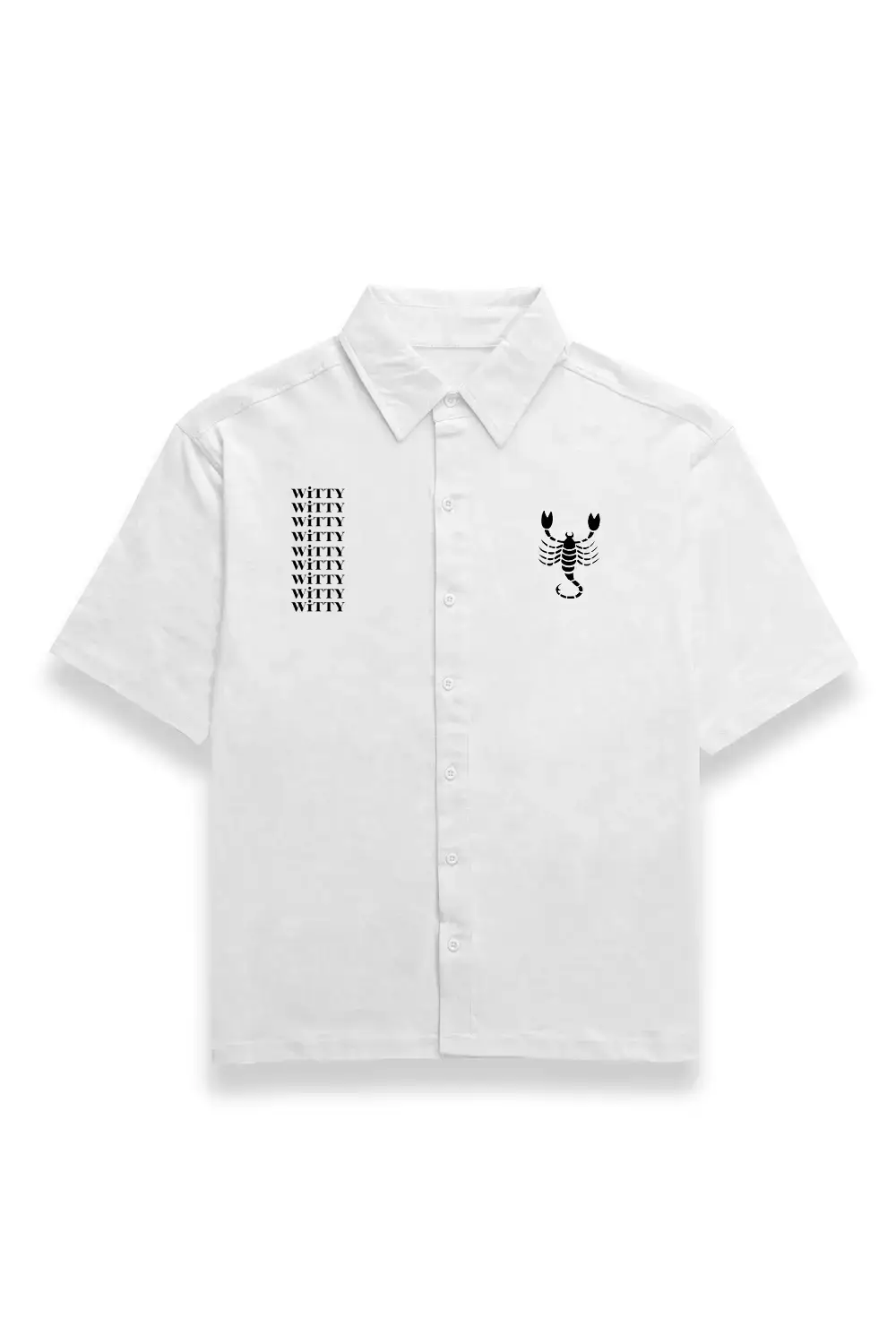 Scorpio Unisex Oversized Half Sleeve Cotton Shirt White