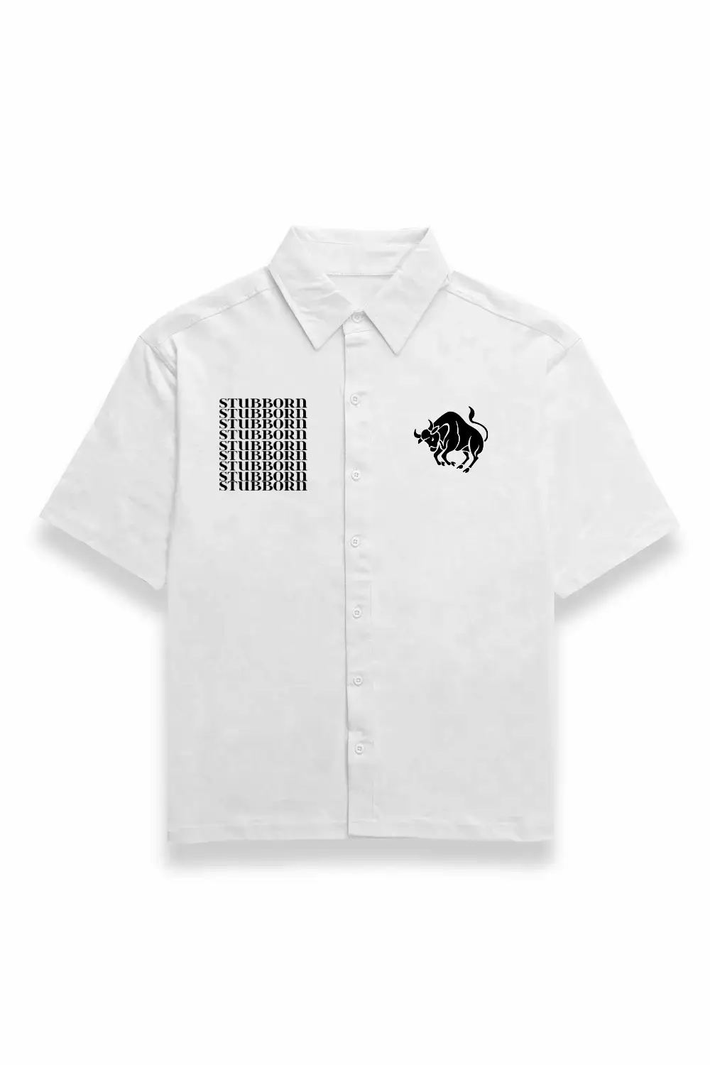 Taurus Unisex Oversized Half Sleeve Cotton Shirt White