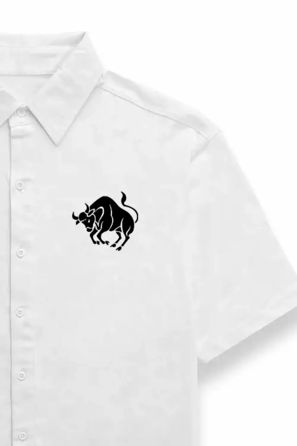 Taurus Unisex Oversized Half Sleeve Cotton Shirt White - Image 2