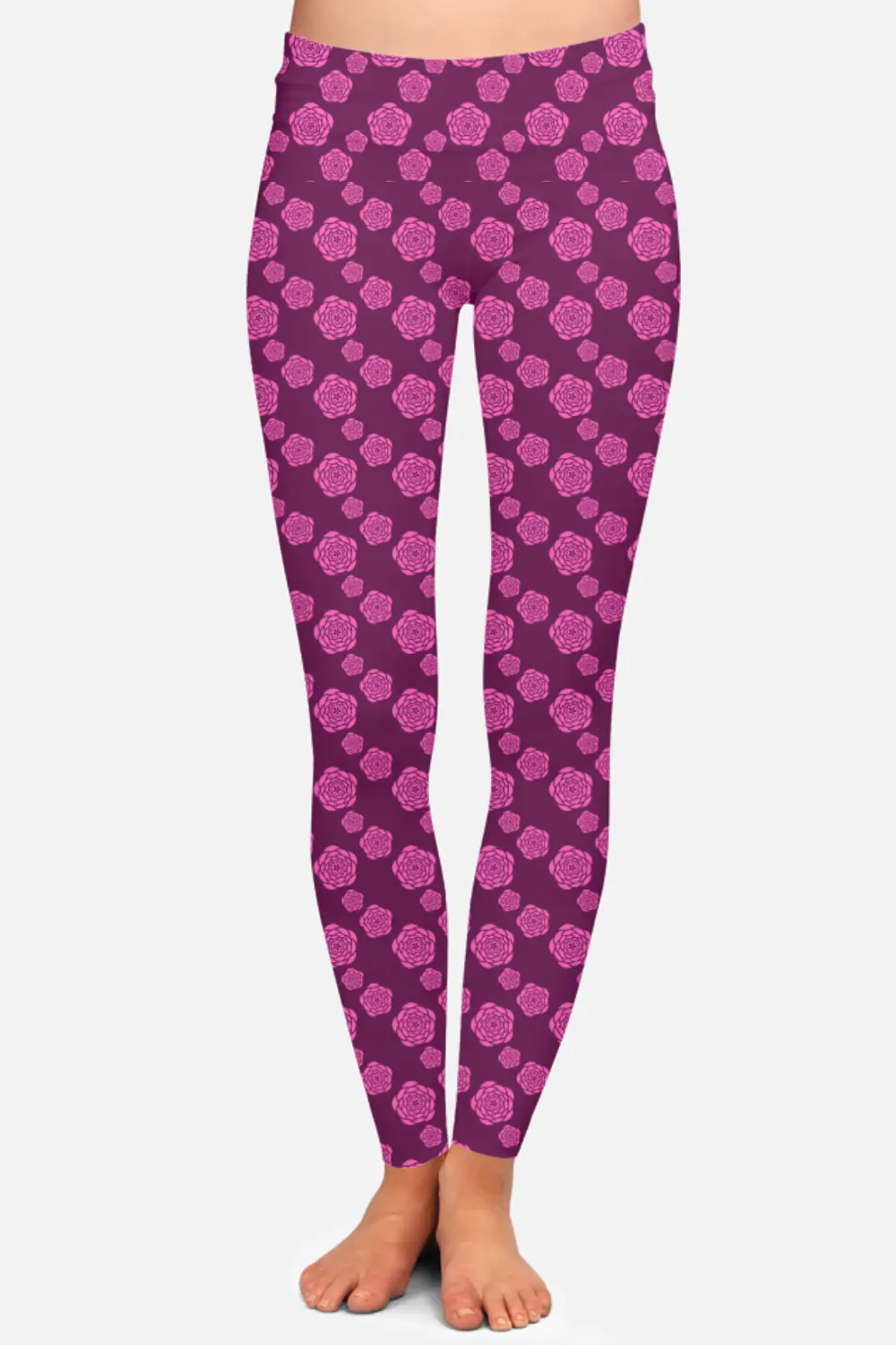 Floral Magenta Women High Waist Leggings Pant