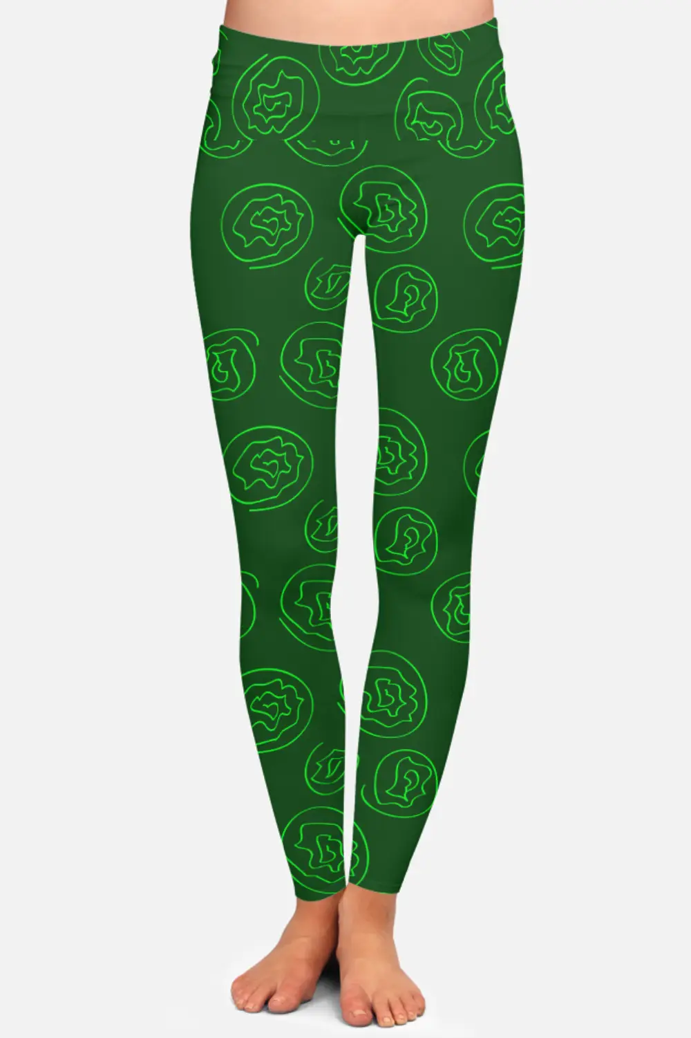 Floral Green Printed Casual Women High Waist Leggings Pant