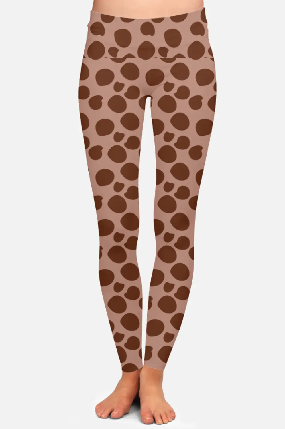 Polka Dots Brown Women High Waist Leggings Pant