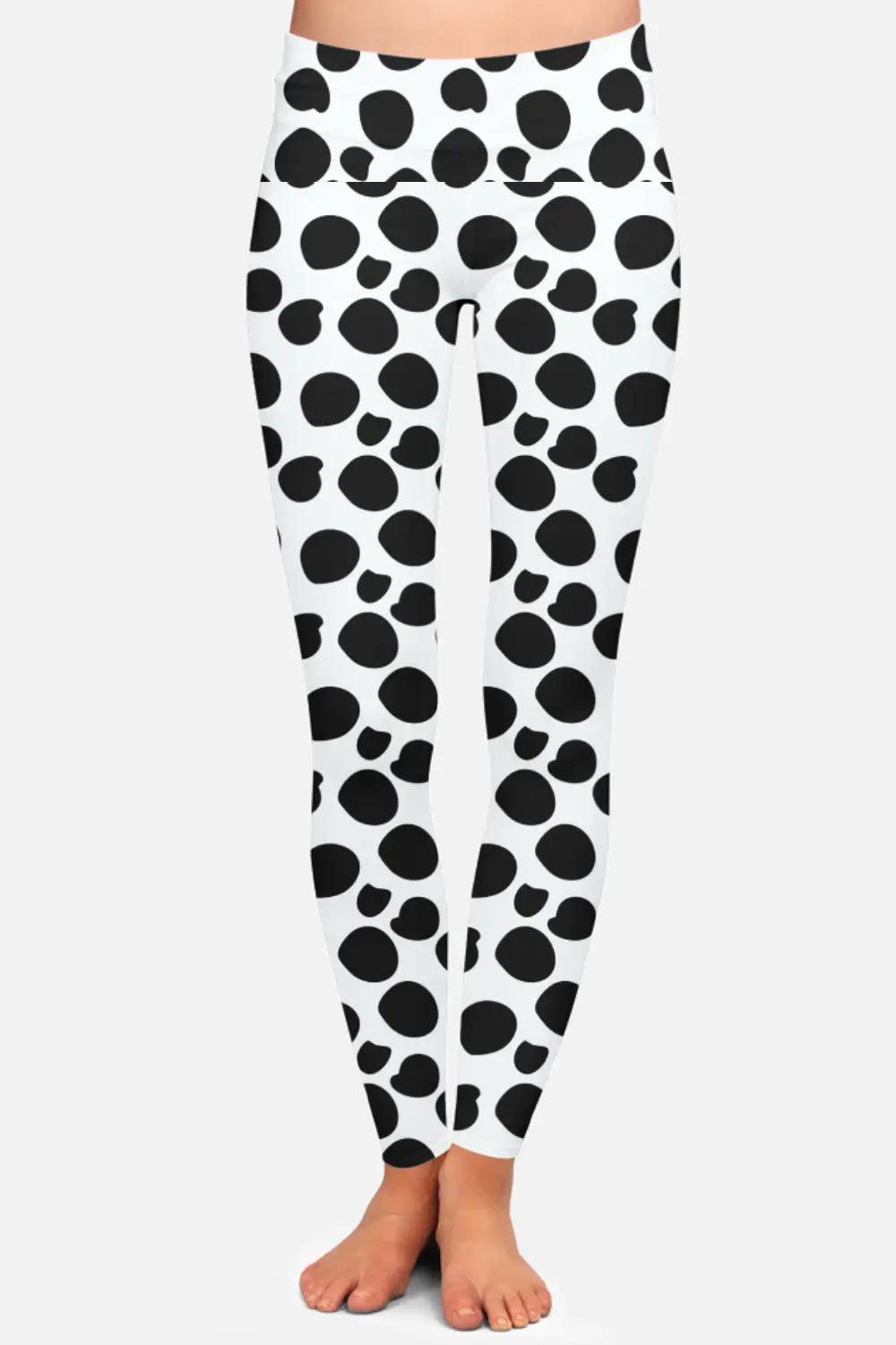 Polka Dots White Women High Waist Leggings Pant