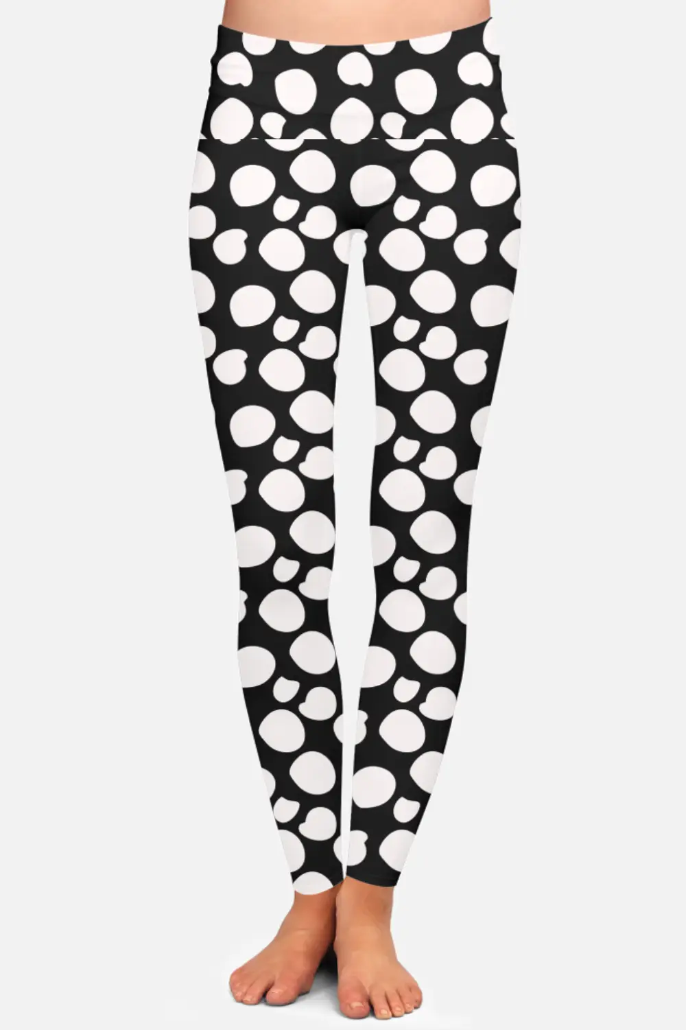 Polka Dots Printed Black Women High Waist Leggings Pant