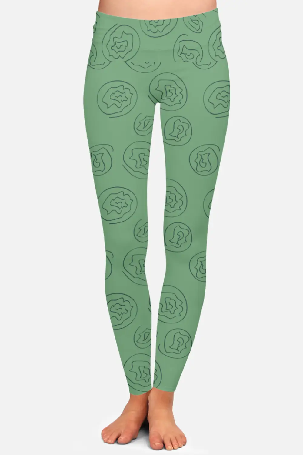 Floral Green Women High Waist Leggings Pant