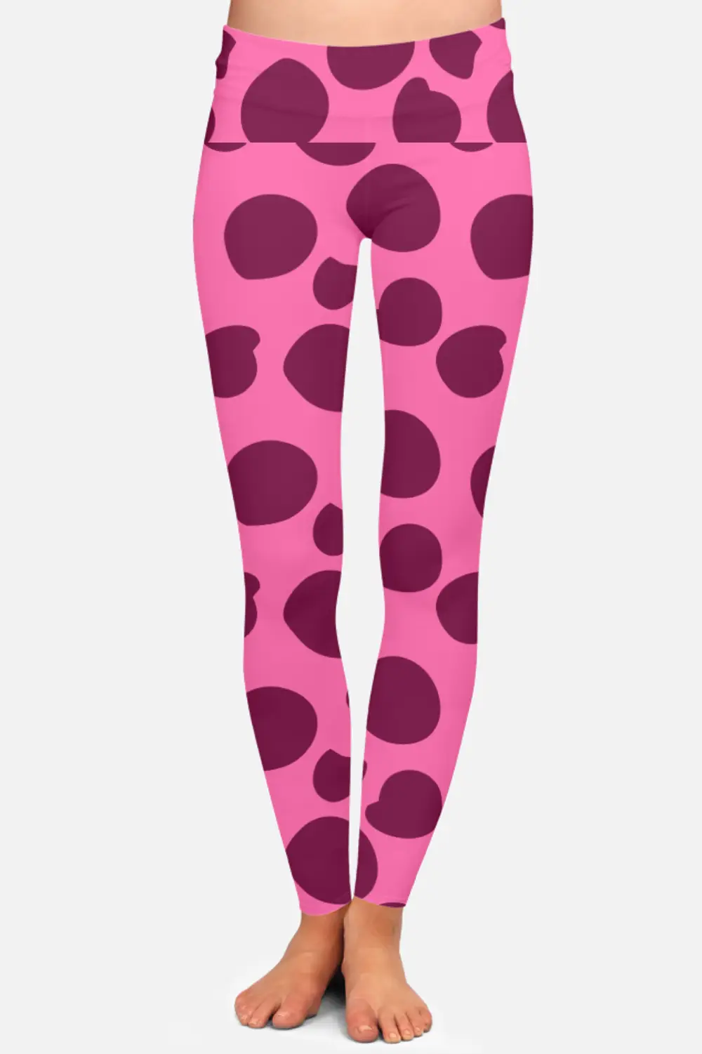 Polka Dots Red Women High Waist Leggings Pant