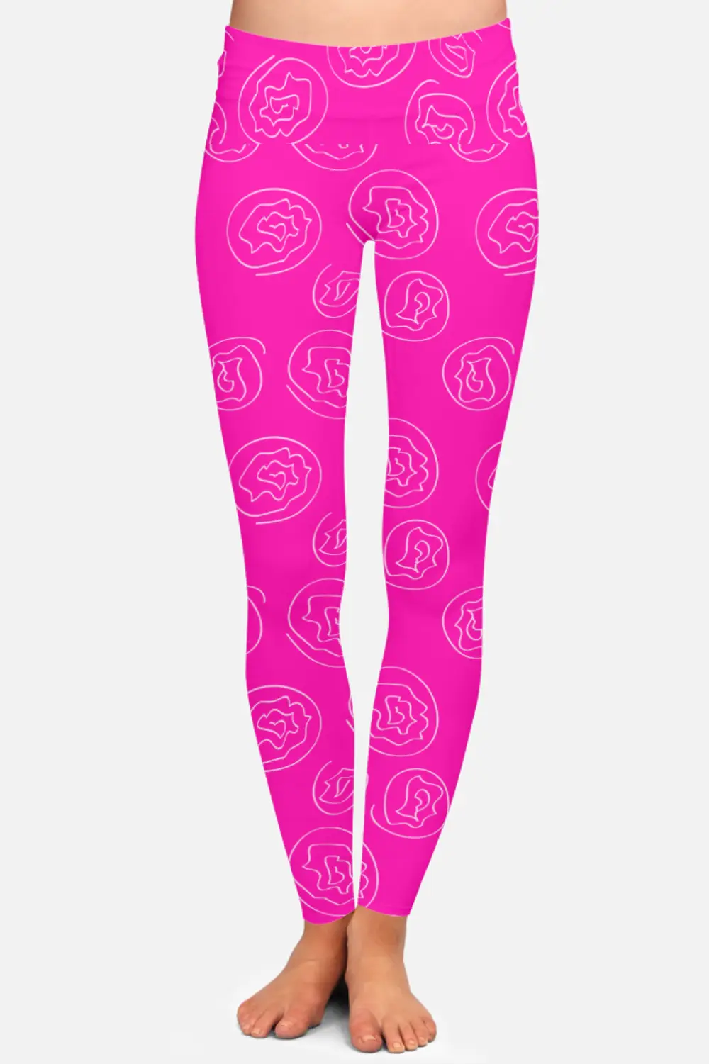 Floral Pink Women High Waist Leggings Pant
