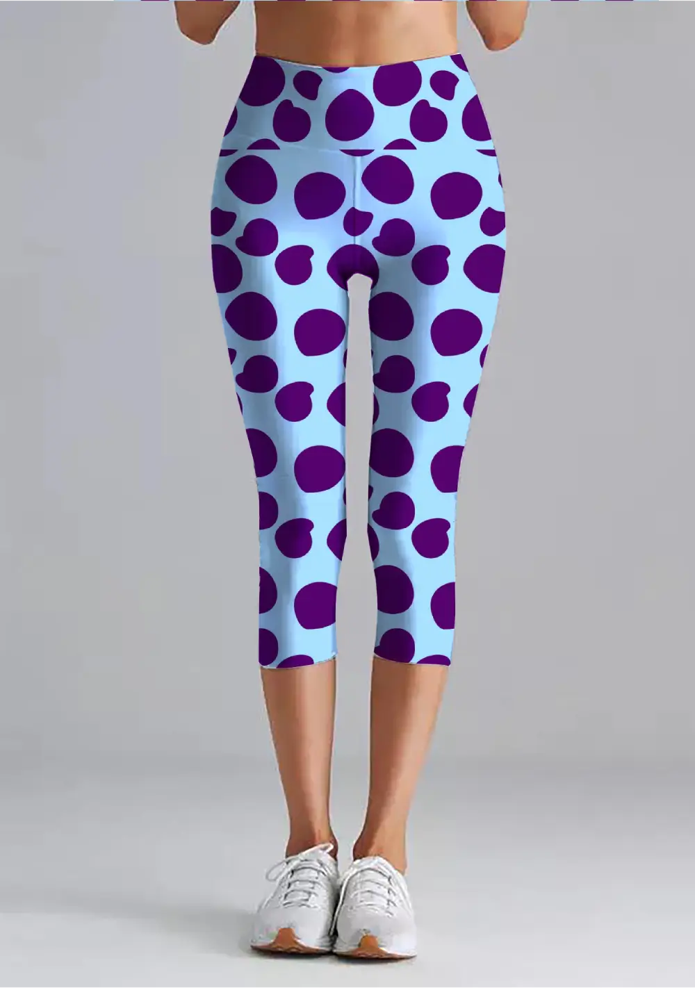 Big Polka Dots Women High Waist Capri Leggings Pant