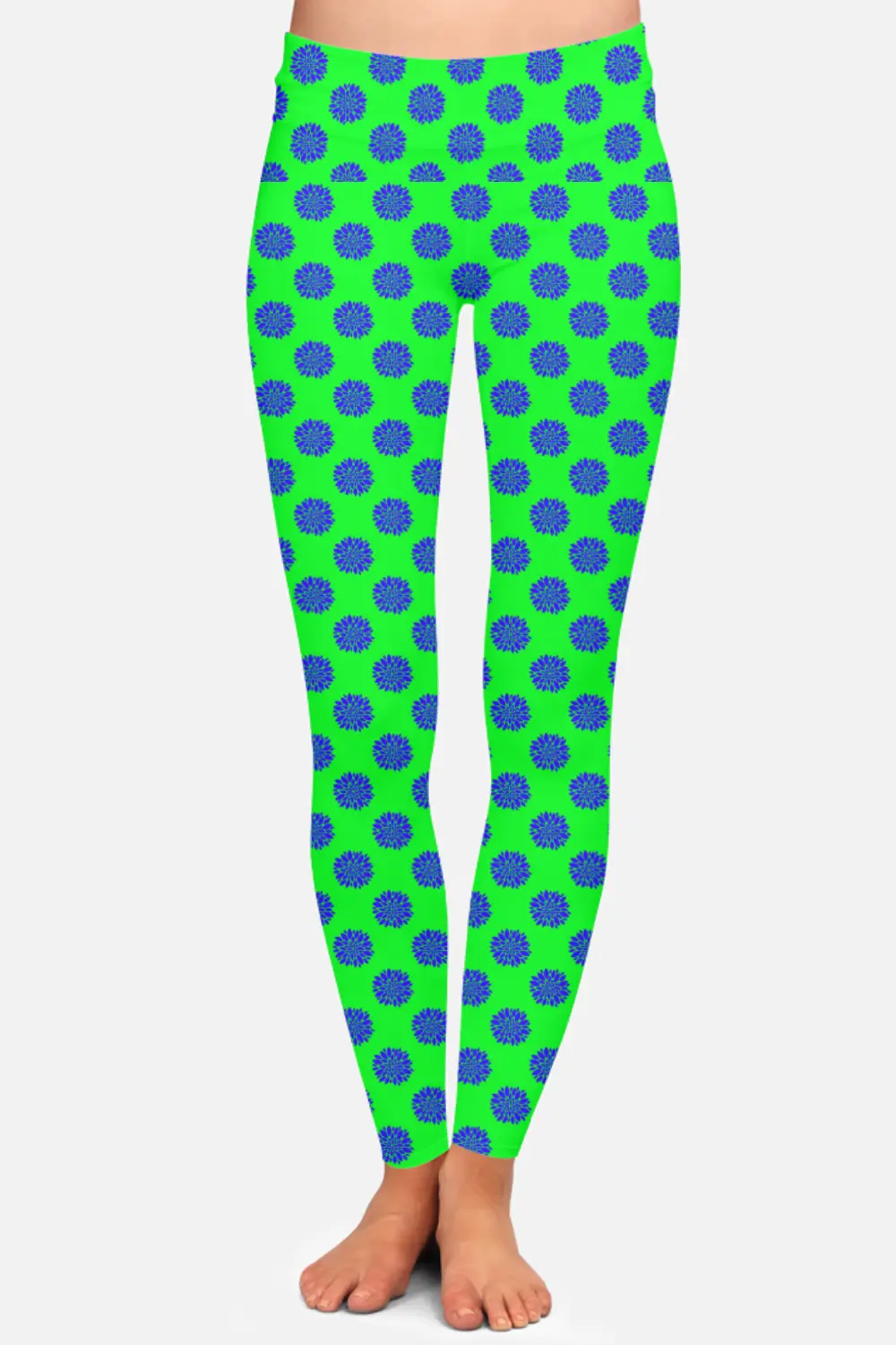 Flower Prints Green Women High Waist Leggings Pant