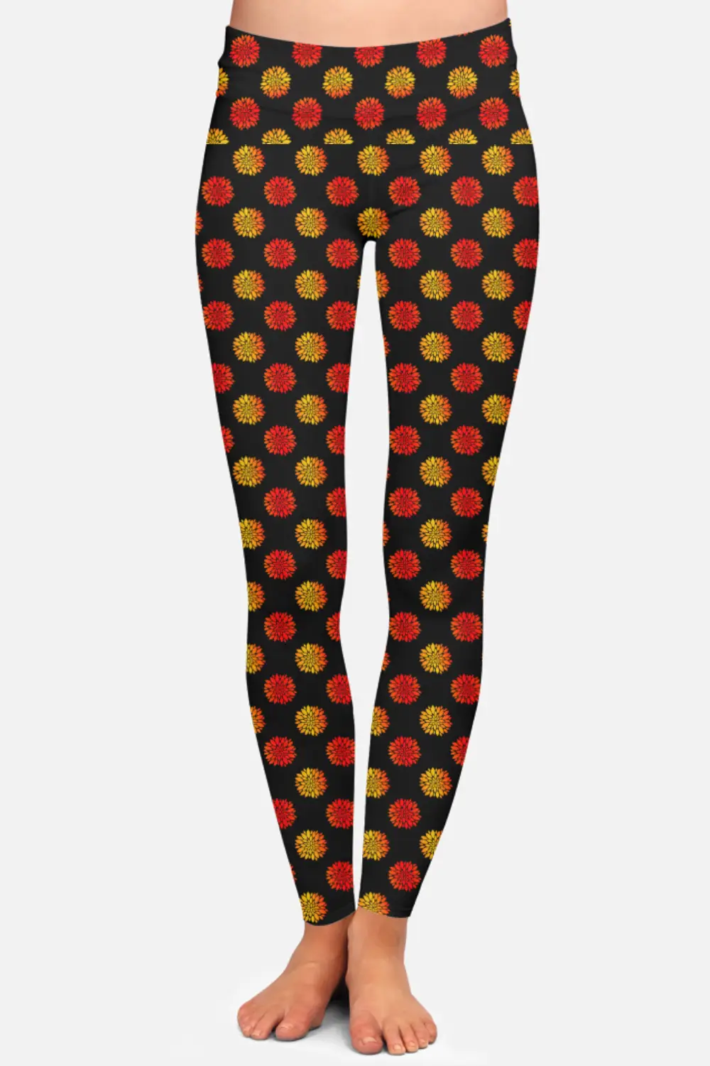 Flower Colorful Print Women High Waist Leggings Pant