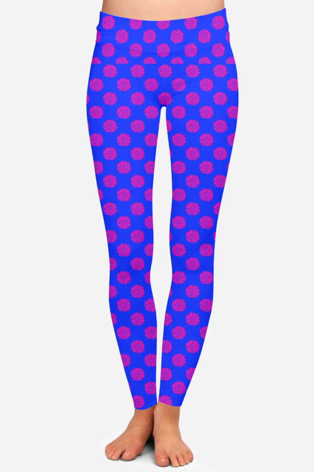 Flower Prints Blue Women High Waist Leggings Pant