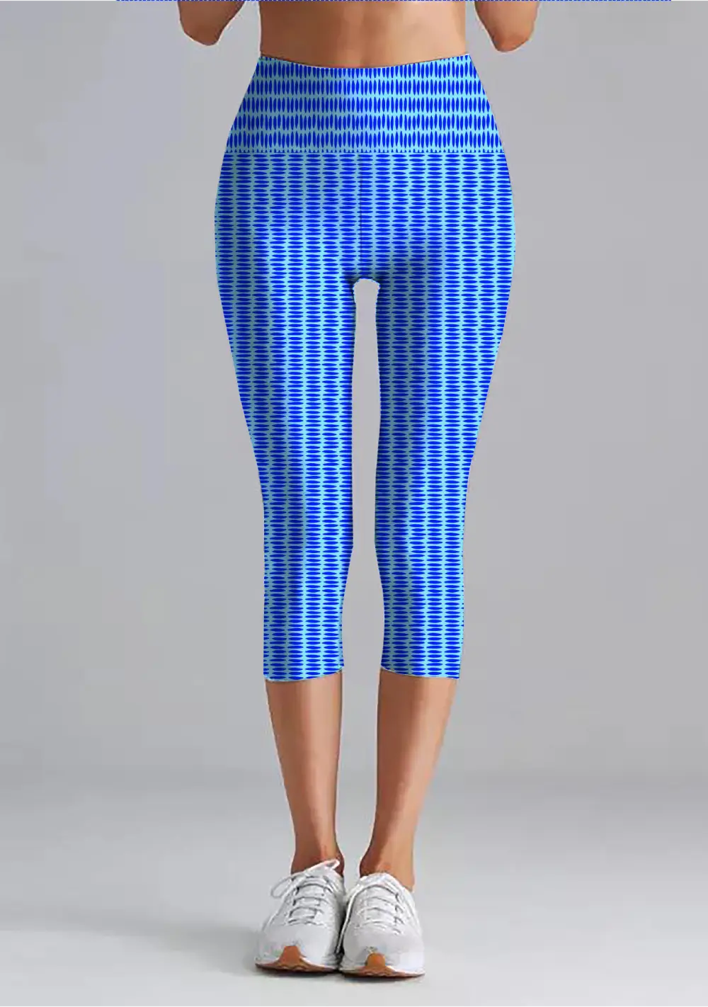 Pebbles Print Blue Women High Waist Capri Leggings Pant