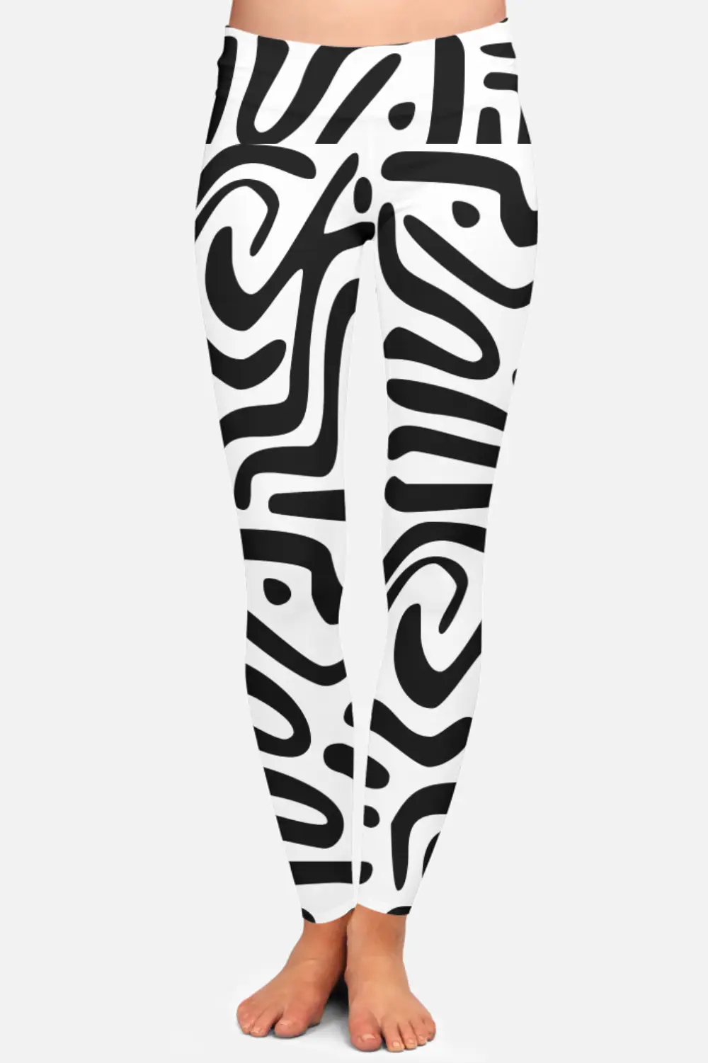 Striped White Women High Waist Leggings Pant