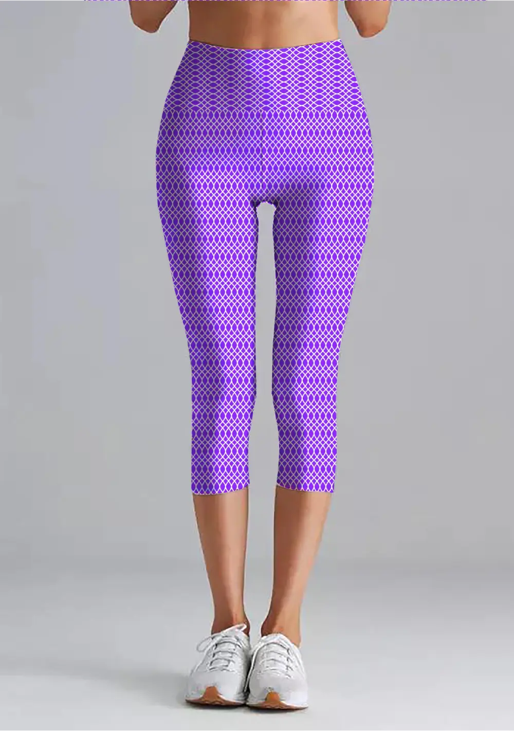 Stretchable Premium Elastane Lycra Purple Women High Waist Capri Leggings Pant