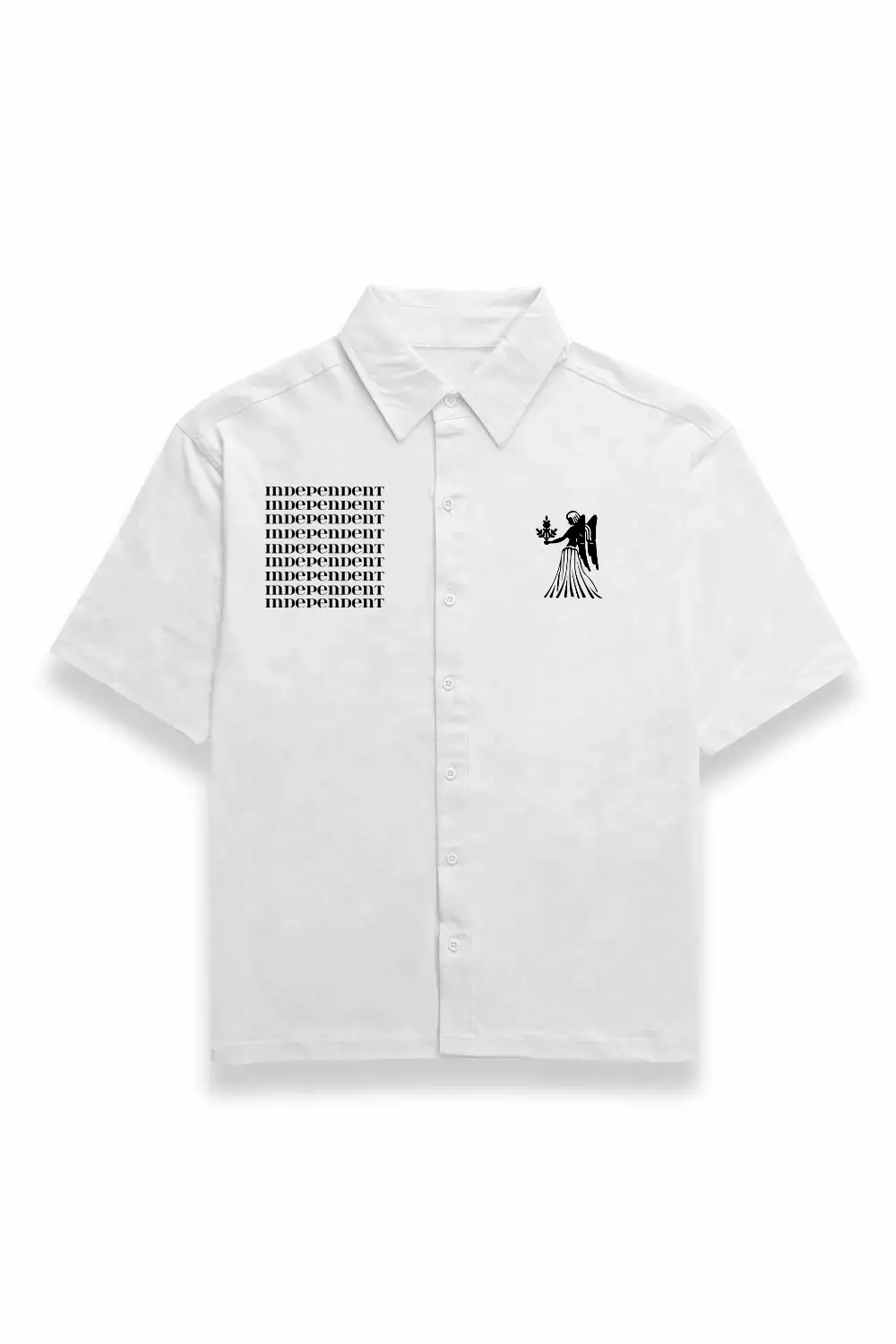 Virgo Unisex Oversized Half Sleeve Cotton Shirt White