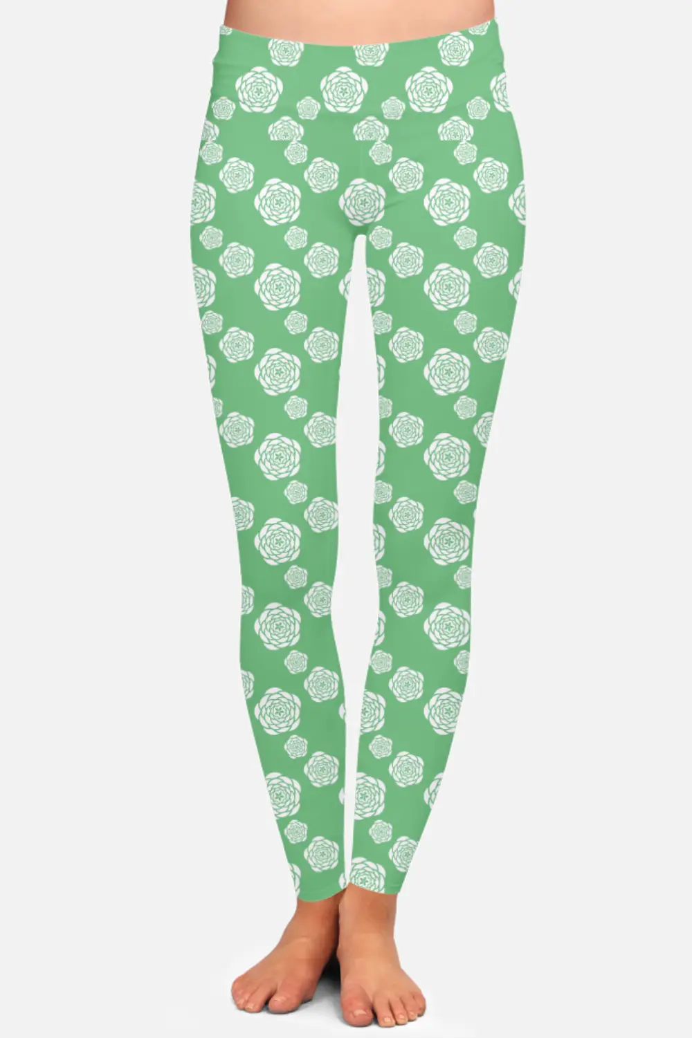 Floral Printed Parrot Green Women High Waist Leggings Pant