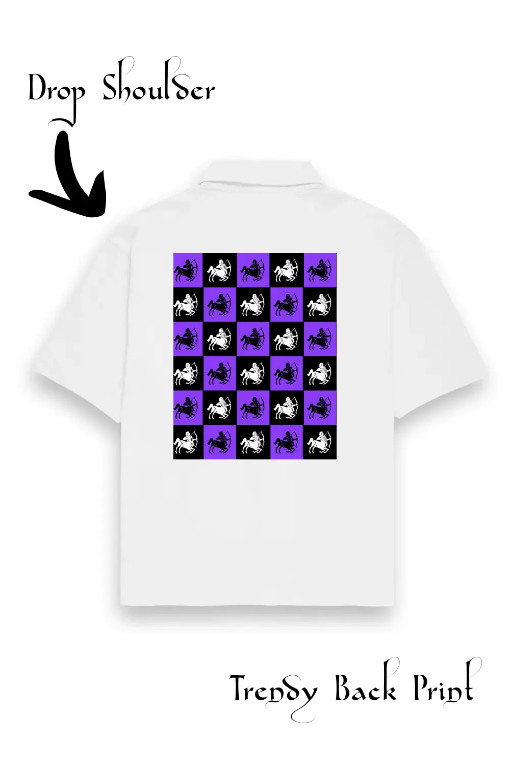 Sagittarius Unisex Oversized Half Sleeve Cotton Shirt White - Image 3