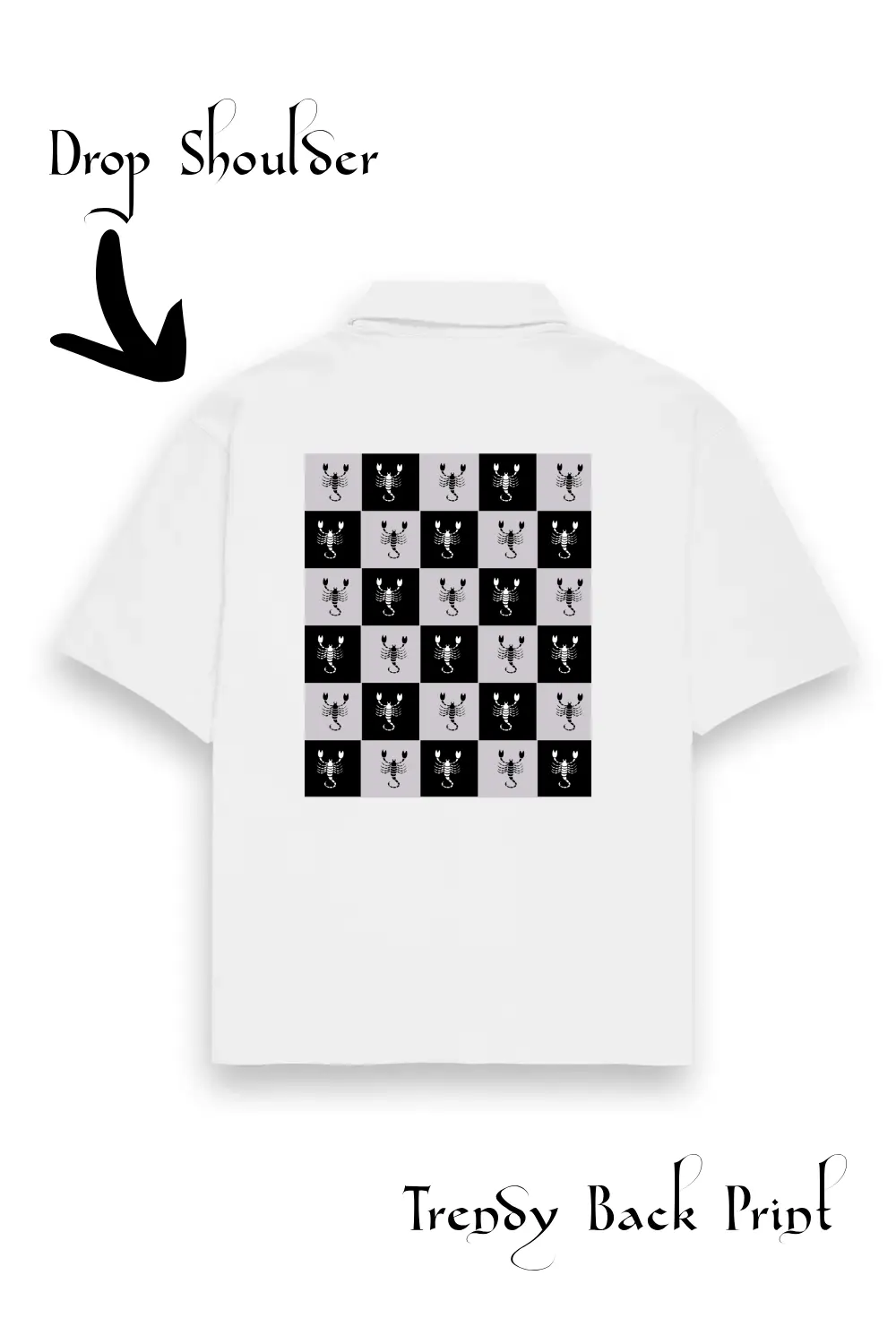 Scorpio Unisex Oversized Half Sleeve Cotton Shirt White - Image 3