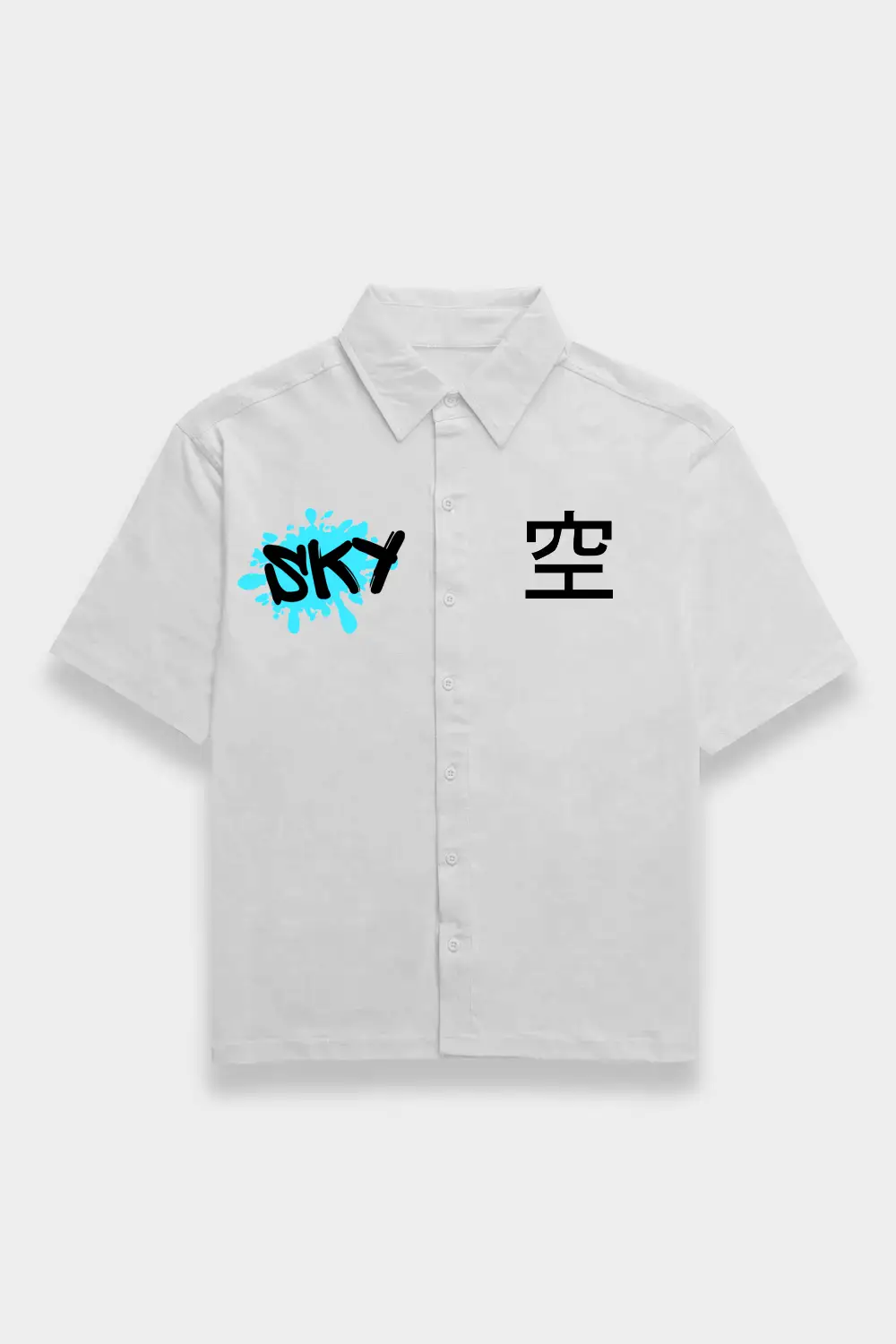 Sky Elements Unisex Oversized Half Sleeve Cotton Shirt White