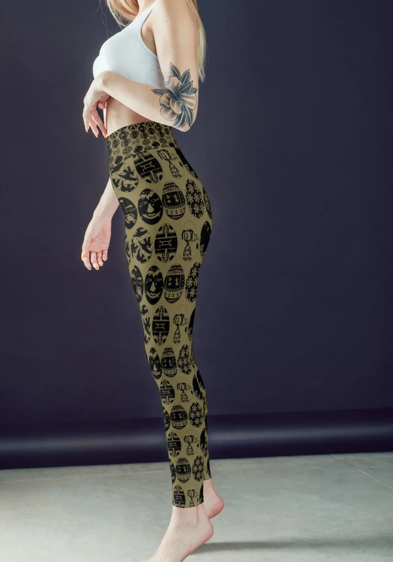 African Egg Printed Women Sports Tights And Bra Set - Image 2