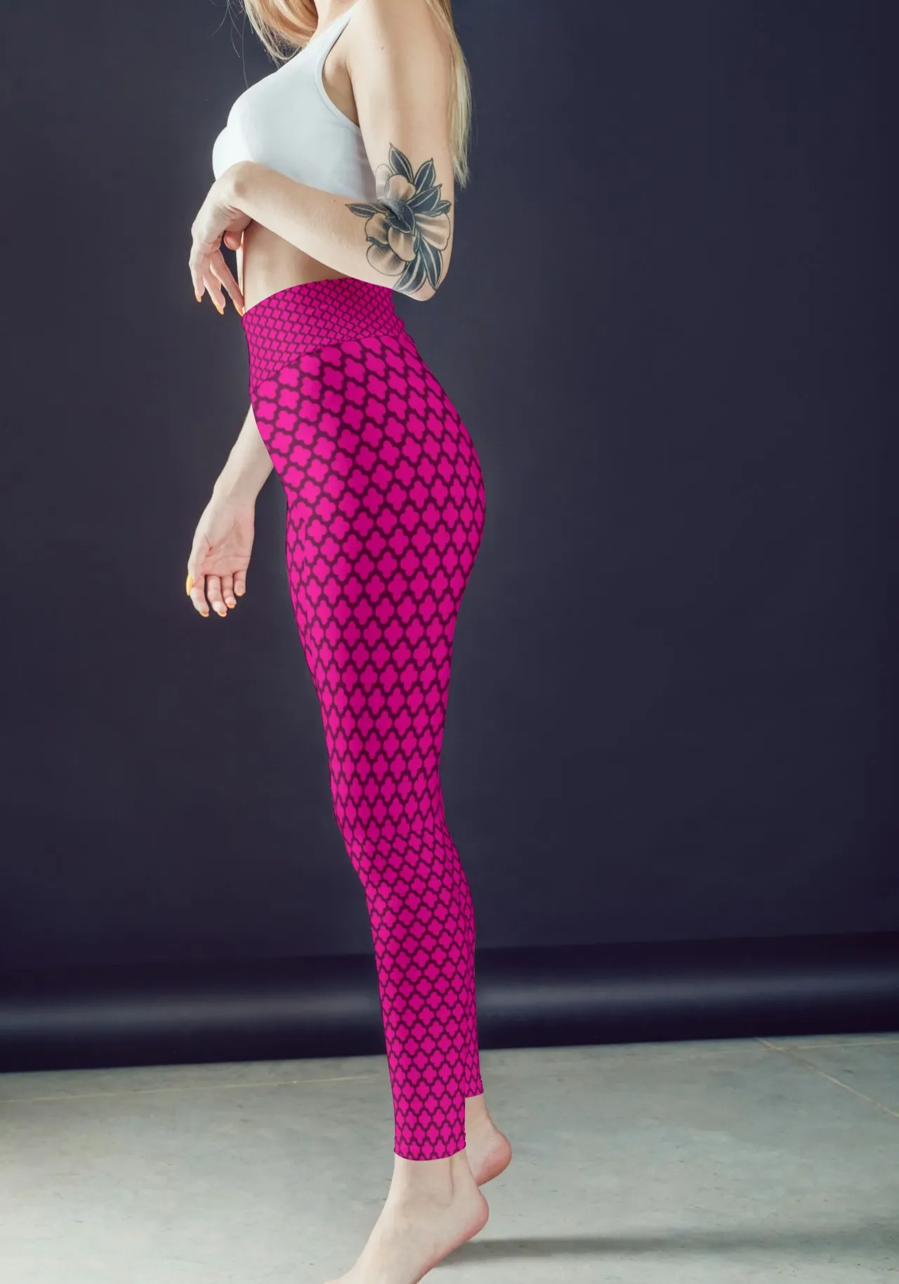 Casual Abstract Print Rani Color Women Sports Tights And Bra Set - Image 2