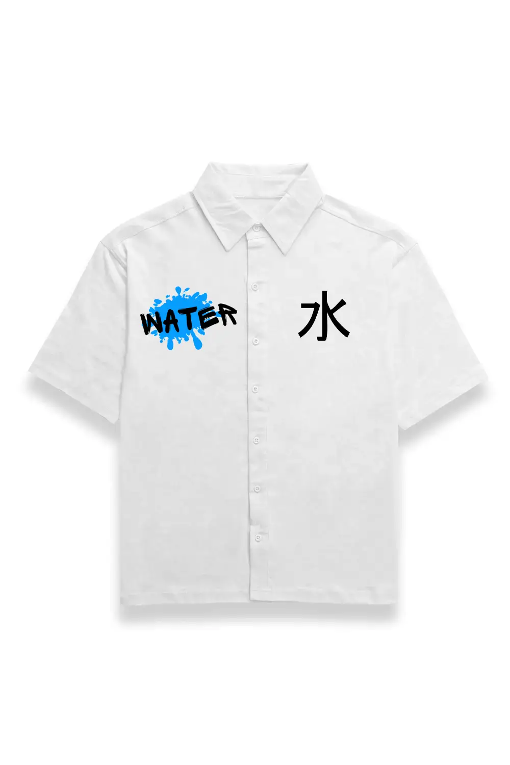 Water Elements Unisex Oversized Half Sleeve Cotton Shirt White