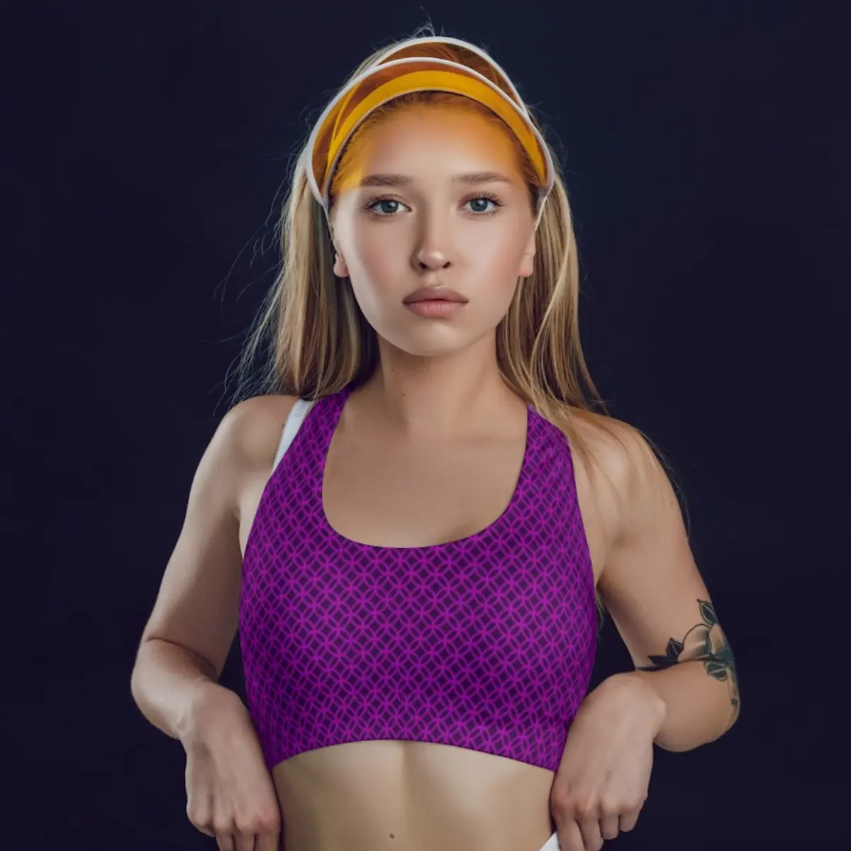 Jali Print Purple Full Coverage Women Sports Bra