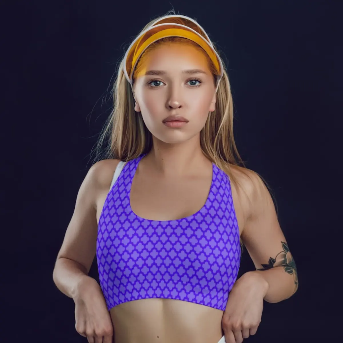 Casual Abstract Print Purple Everyday Exercise Yoga Sports Bra