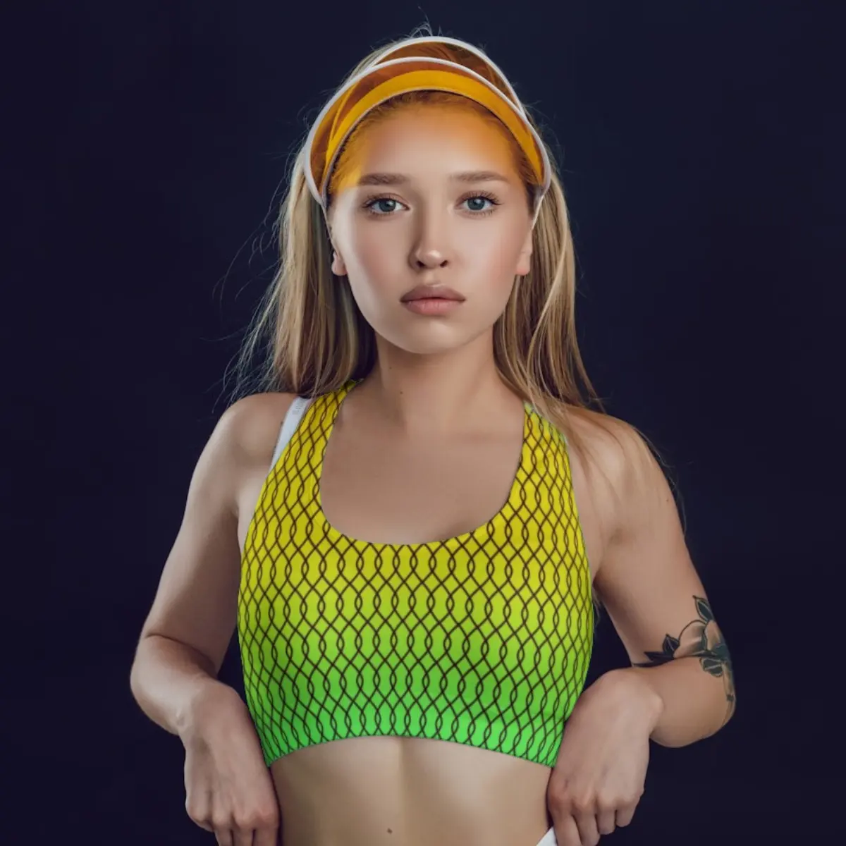 Multi Color Abstract Print Everyday Exercise Yoga Sports Bra