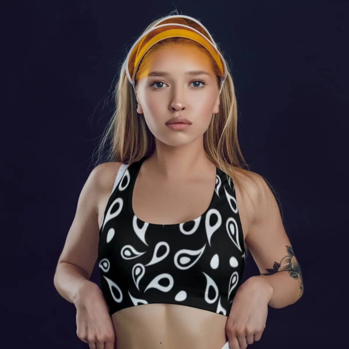 Paisley Print Gym And Yoga Training Sports Bra