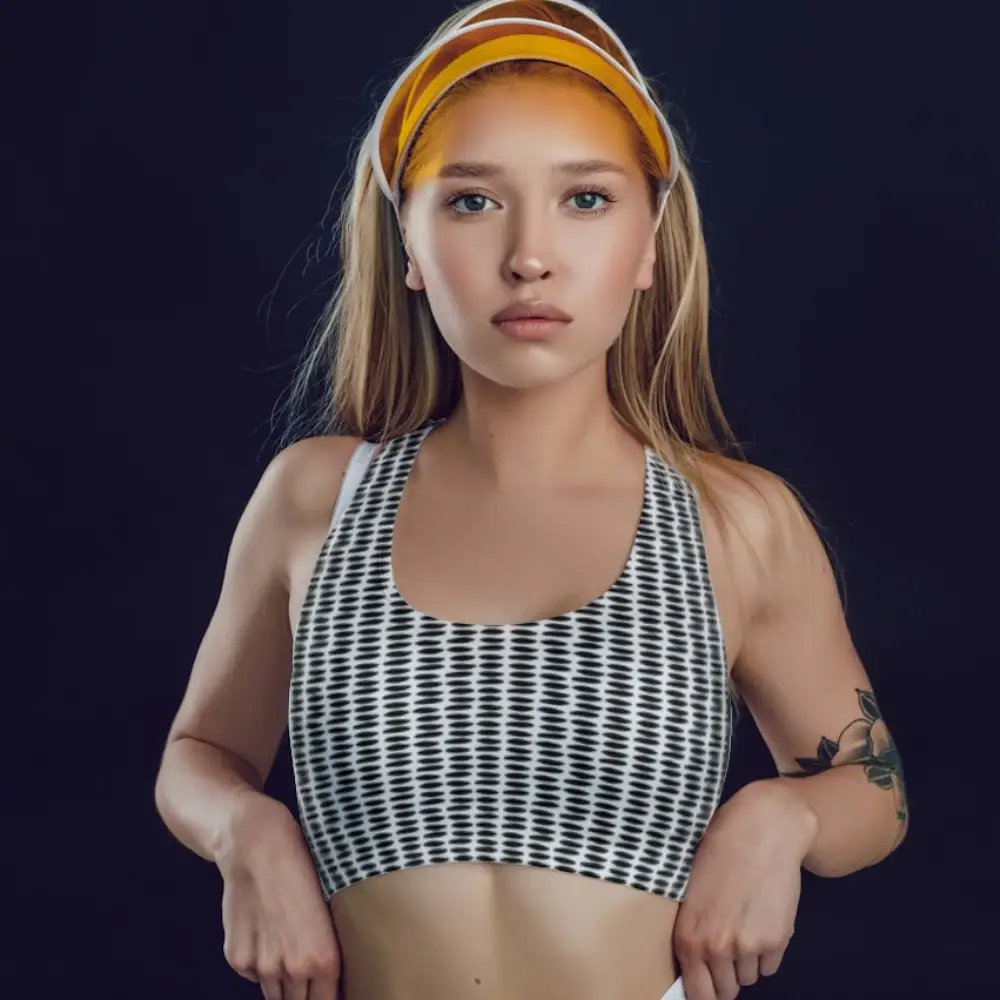 Pebbles Print White Gym And Yoga Training Sports Bra