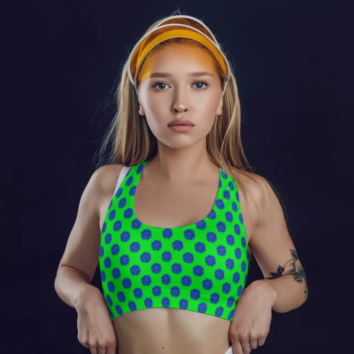 Flower Prints Green Gym And Yoga Training Sports Bra