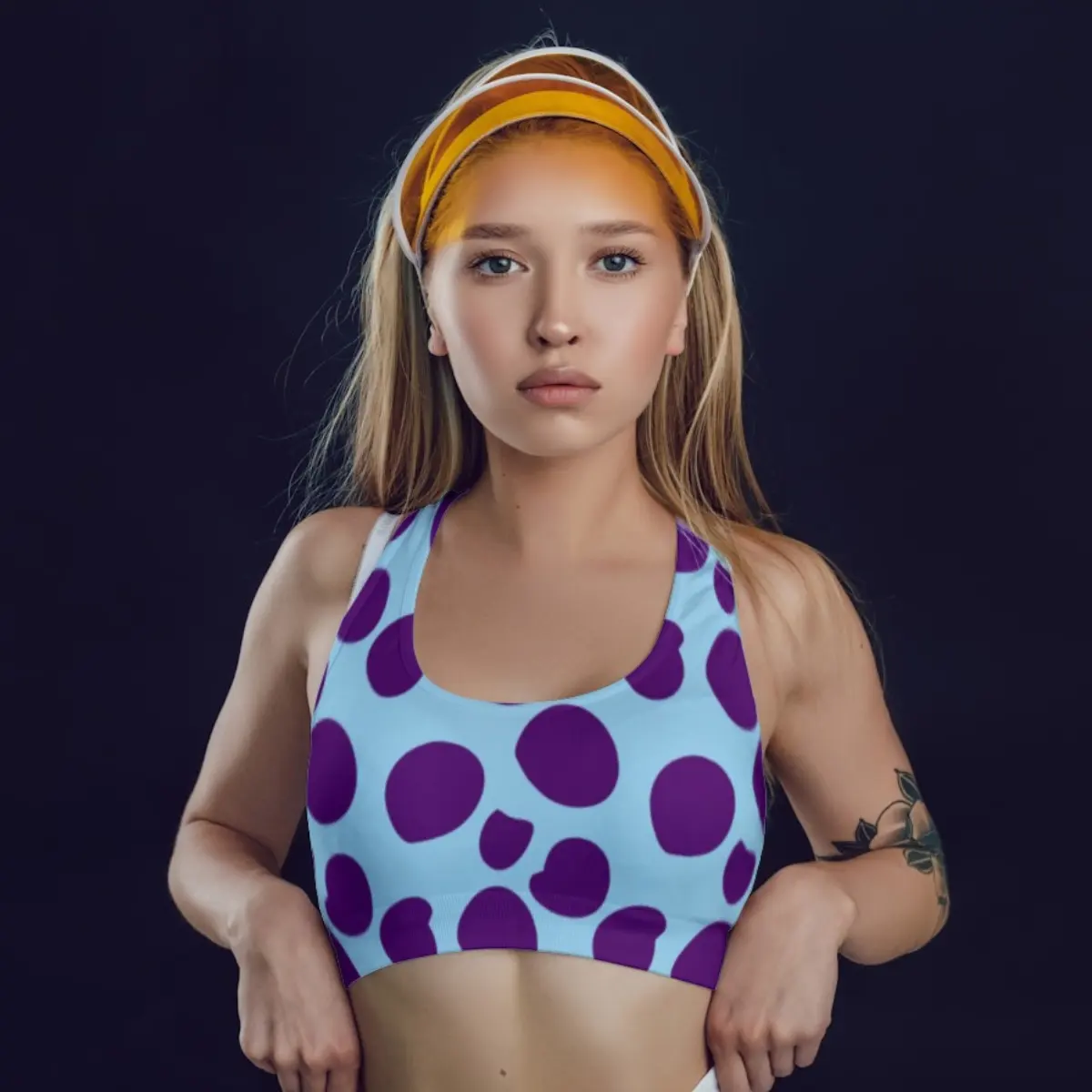 Big Polka Dots Gym And Yoga Training Sports Bra
