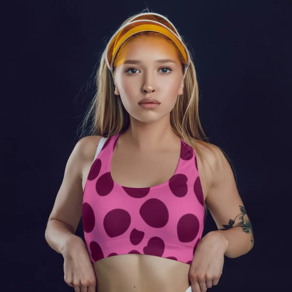 Polka Dots Red Gym And Yoga Training Sports Bra