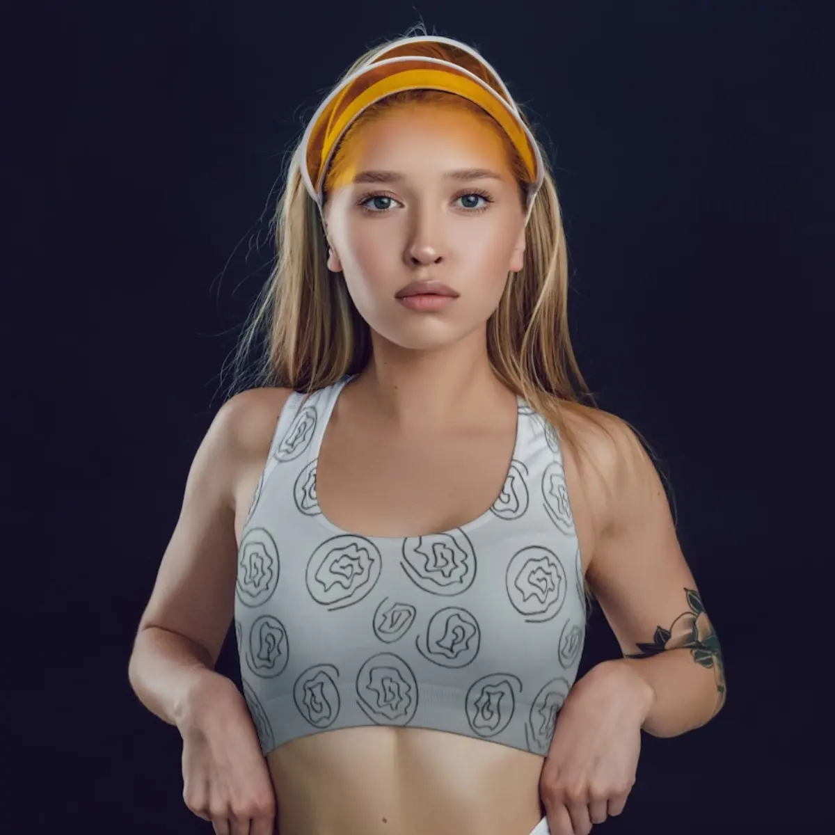 Grey Black Everyday Exercise Yoga Sports Bra