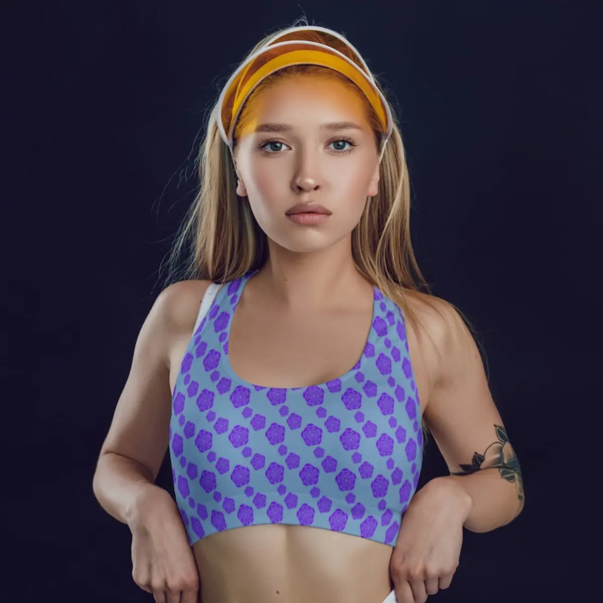 Floral Purple Everyday Exercise Yoga Sports Bra