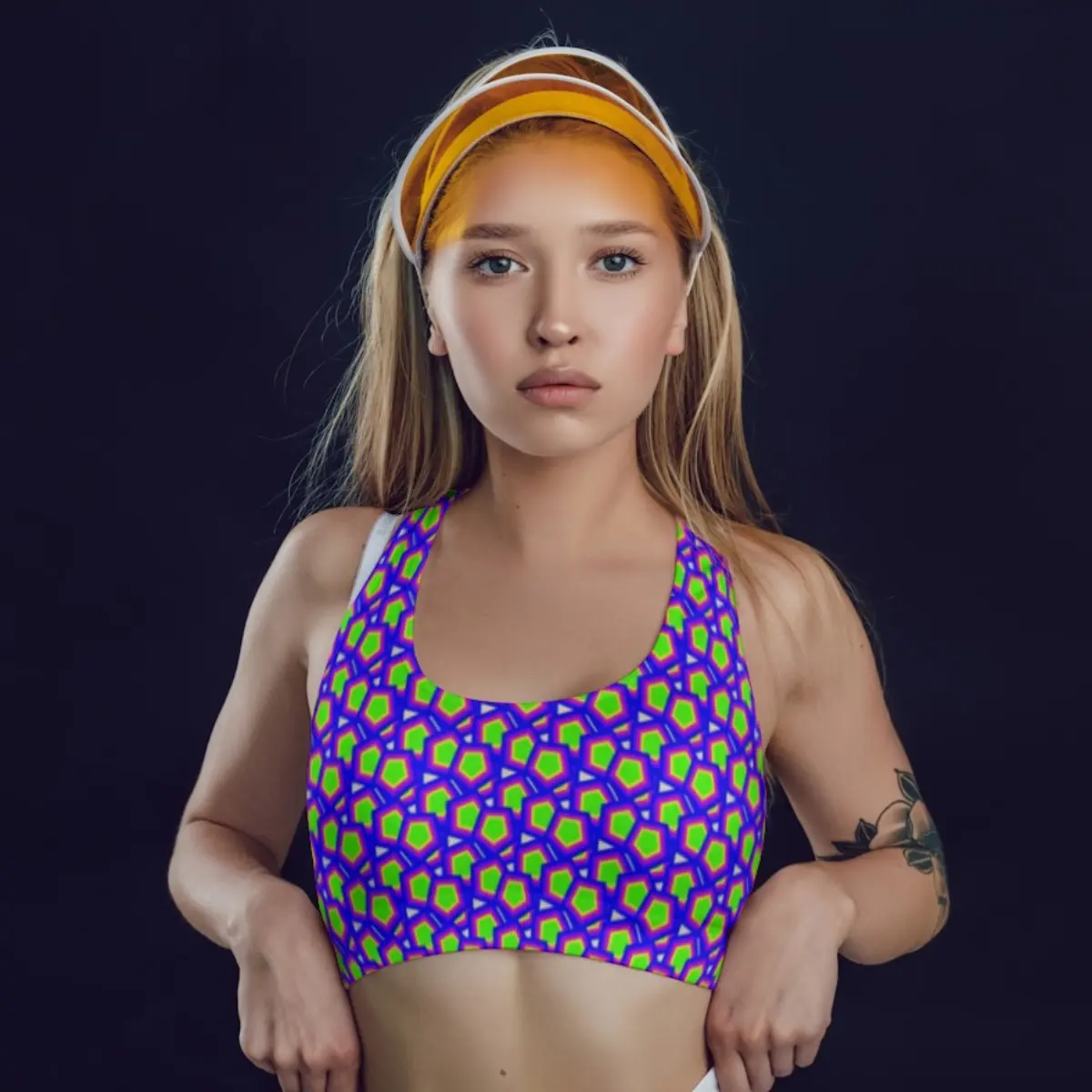 Geometric Print Colorful Everyday Exercise Yoga Sports Bra