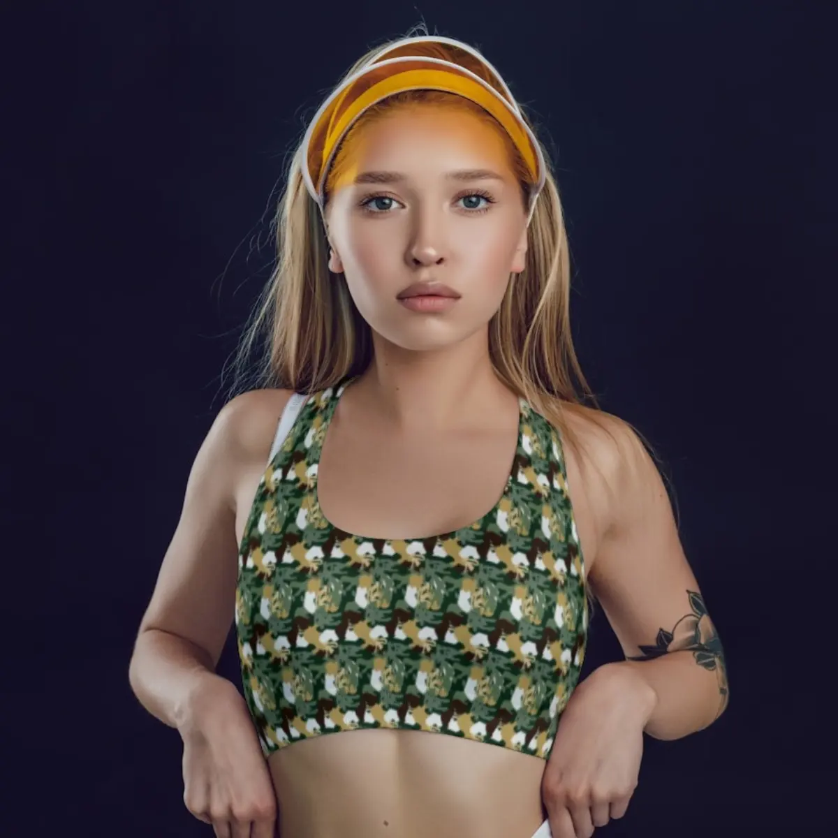 Camouflage Printed Everyday Exercise Yoga Sports Bra